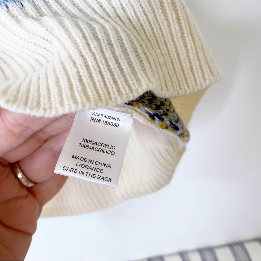 Love Tree Preppy Academia Argyle VNeck Plaid Checkered Knit Blue Cream Sweater L - Picture 7 of 8